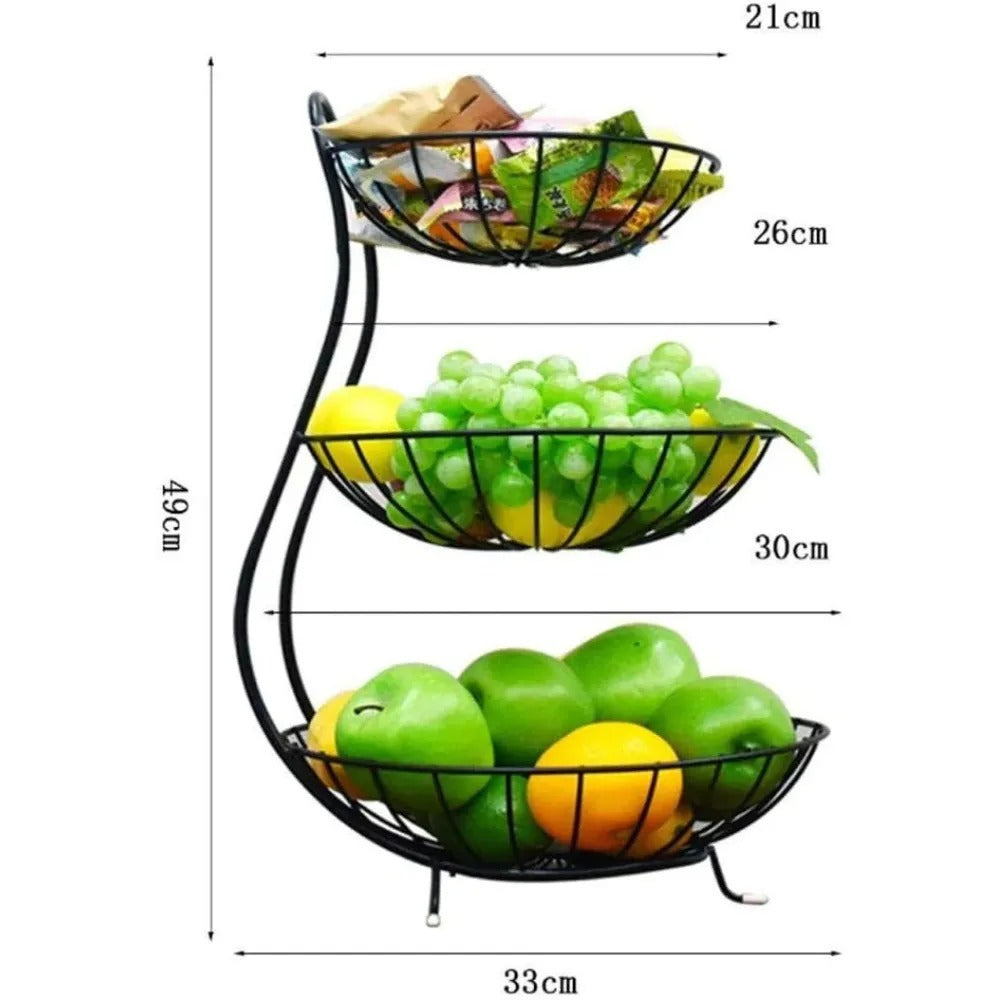3 Tier Countertop Fruit Basket Vegetable Holder