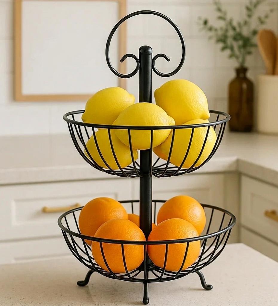 2 Tier Countertop Fruit Basket Vegetable Holder