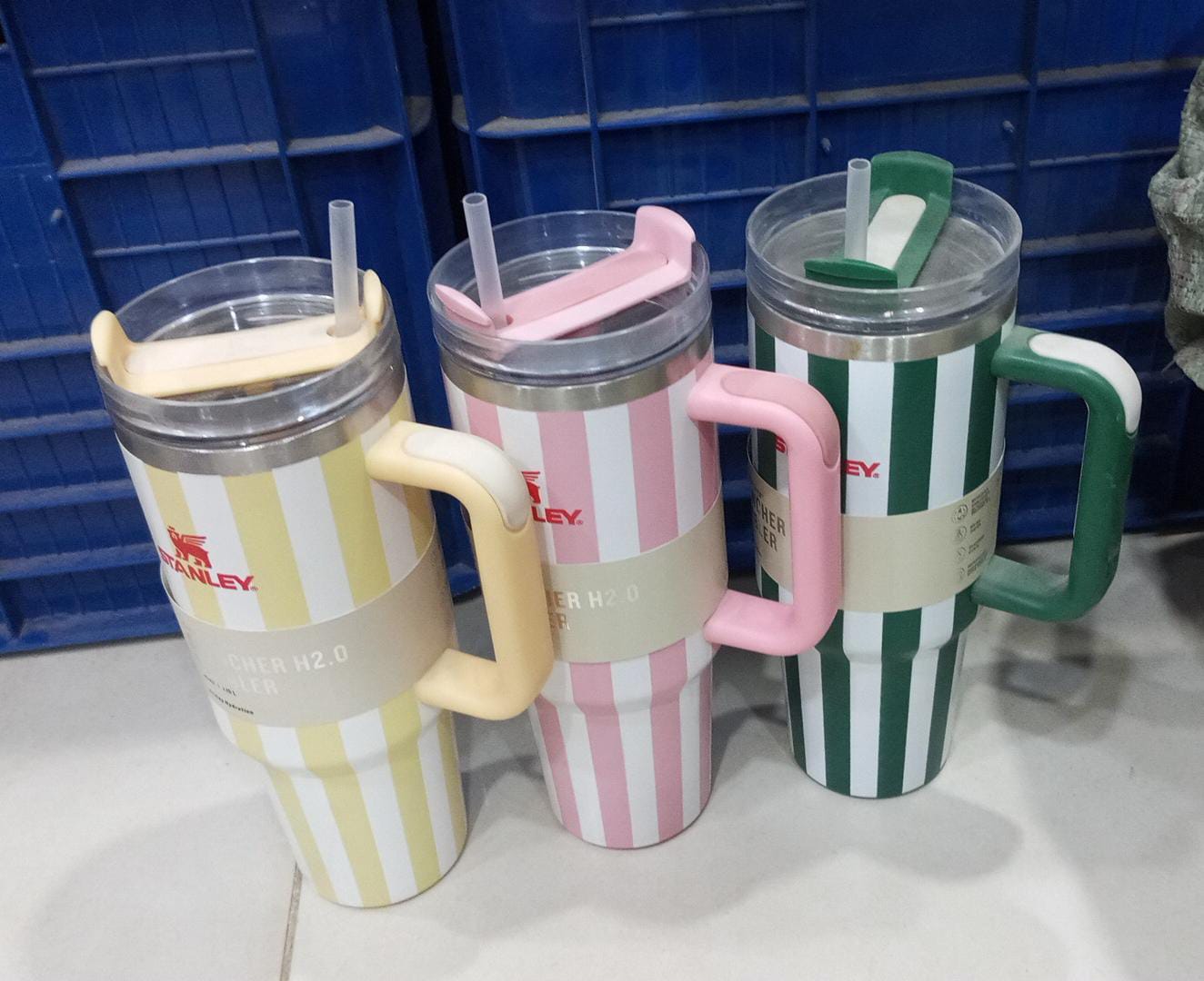 40oz Insulated Premium Stanley Style Tumbler - Pink Stripes