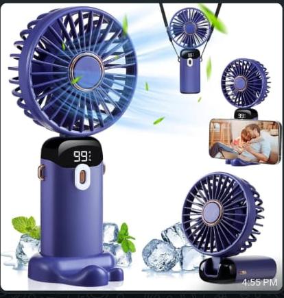 5-in-1 Smart Rechargeable Mini Fan with Digital Display & Phone Holder