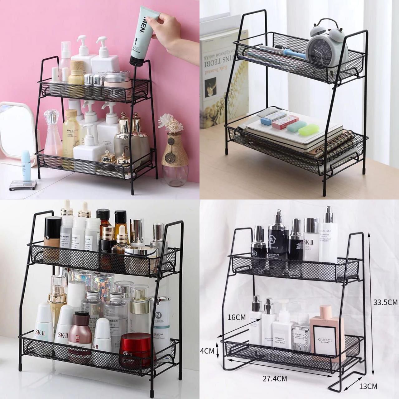 2-Tier Multi-Purpose Desktop Storage Rack & Cosmetic Organizer