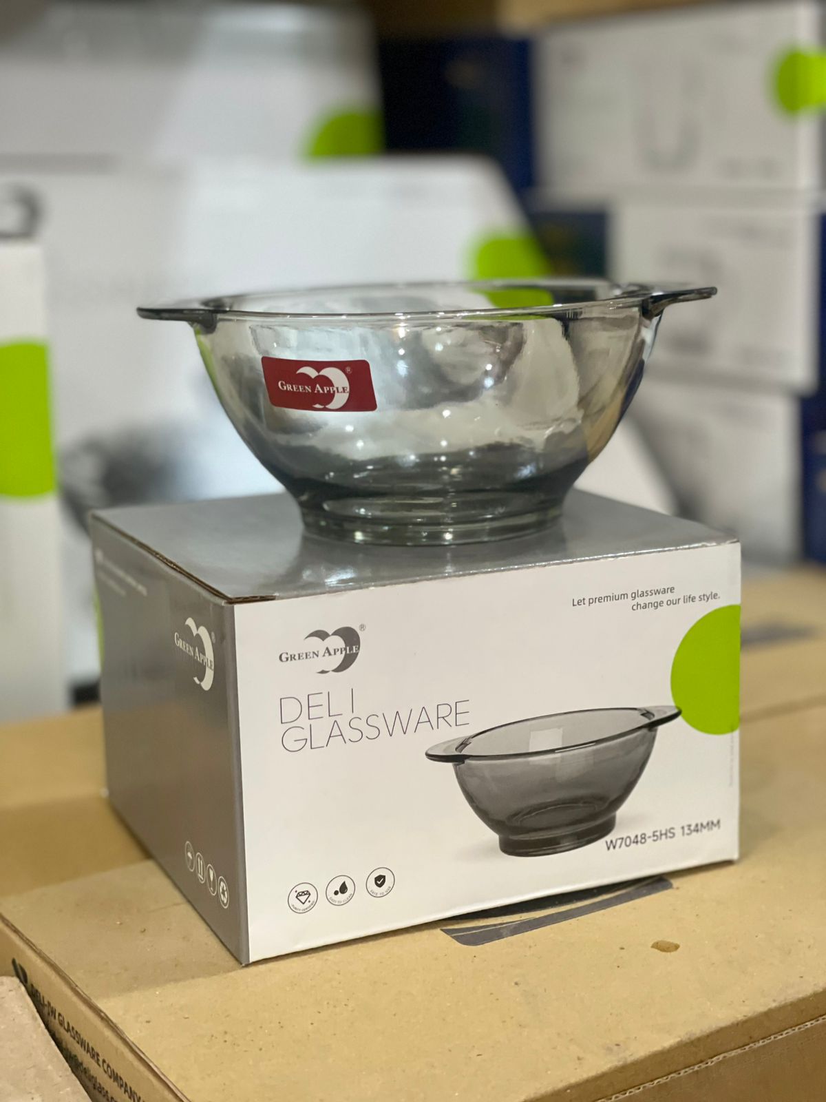 Green Apple Premium Glass Serving Bowl (134mm)