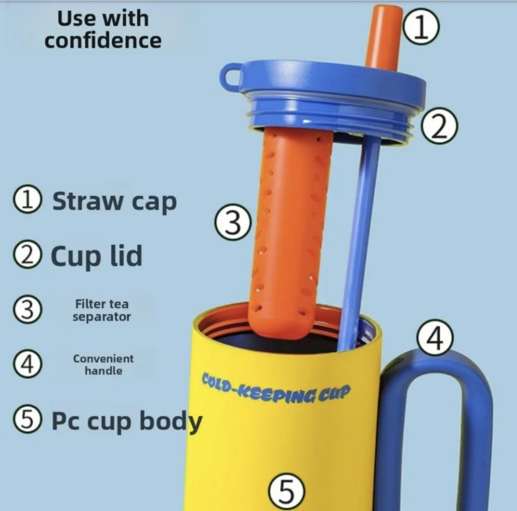 Premium Insulated Cold-Keeping Cup – 40oz Travel Tumbler with Handle and Straw