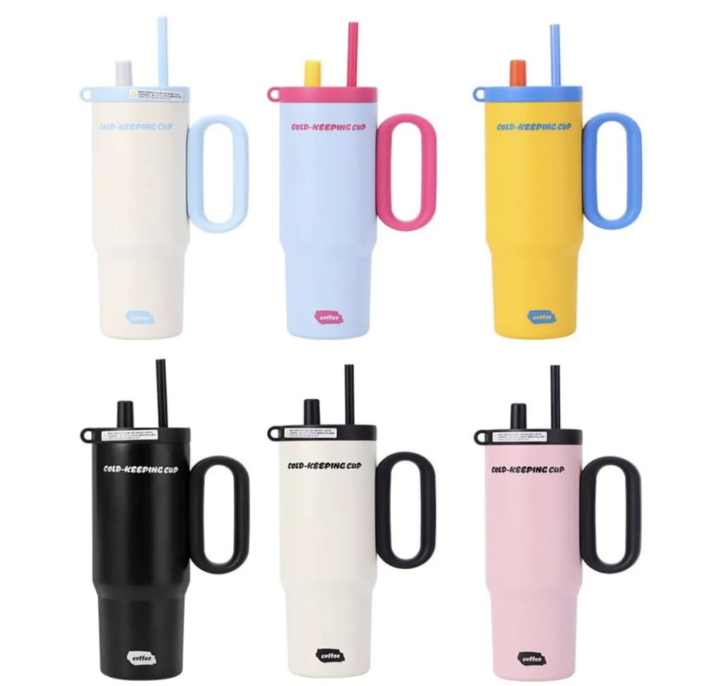 Premium Insulated Cold-Keeping Cup – 40oz Travel Tumbler with Handle and Straw