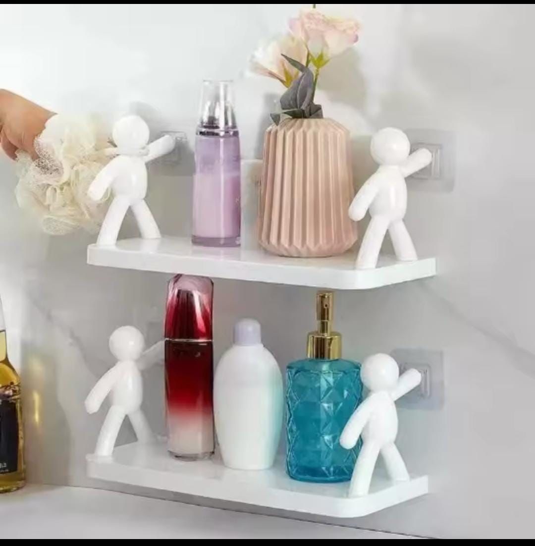 Humanoid Floating Wall Shelves – Punch-Free Bathroom & Kitchen Organizer