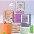 Rechargeable Battery Operated Mini Usb Fan With Mist Water Spray Mini Cooler With Led Night Light Mini Ac Personal Air Cooler Desk Fan For Office Kitchen Home