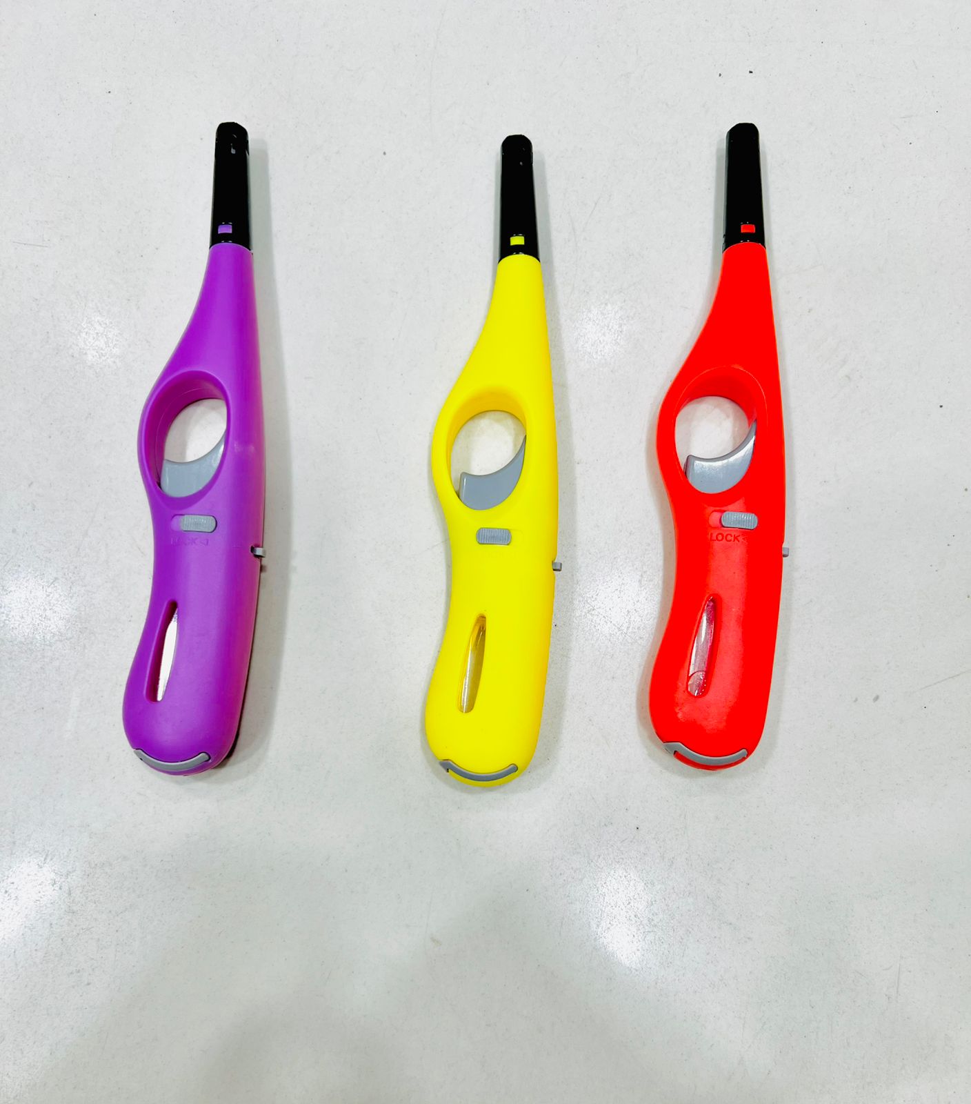 Refillable Gas Lighter with Safety Lock - Multi-Color