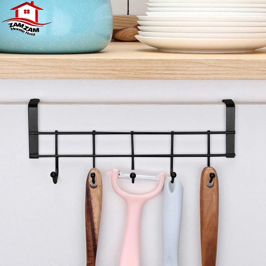 Over-the-Cabinet Kitchen Organiser Hook Rack (5 Hooks)
