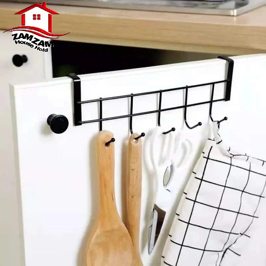 Over-the-Cabinet Kitchen Organiser Hook Rack (5 Hooks)