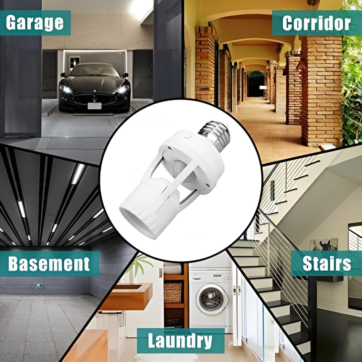 360° Motion Sensor Light Adapter – Automatic Screw-in Socket for Smart Lighting