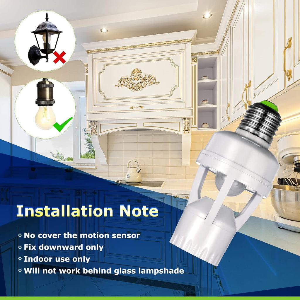 360° Motion Sensor Light Adapter – Automatic Screw-in Socket for Smart Lighting