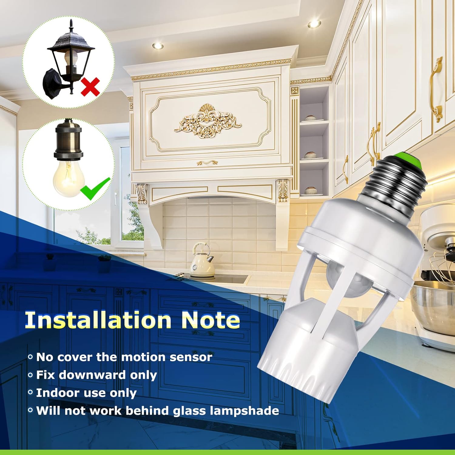 360° Motion Sensor Light Adapter – Automatic Screw-in Socket for Smart Lighting