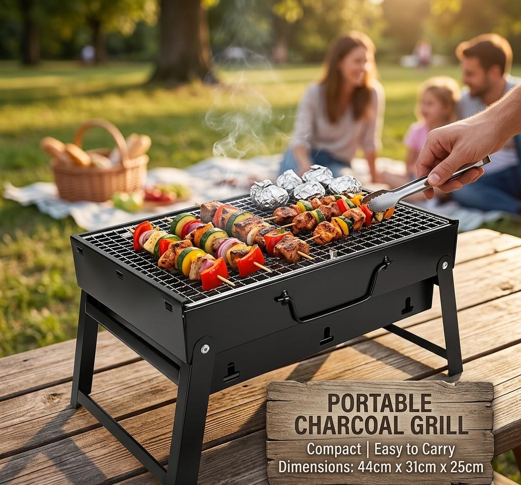 Portable Foldable BBQ Grill – Compact Charcoal Grill for Outdoor Picnic & Camping