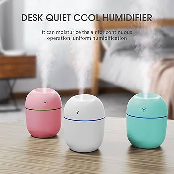 Mini Portable USB Desk Humidifier - Cool Mist Air Purifier with Colorful Night Light