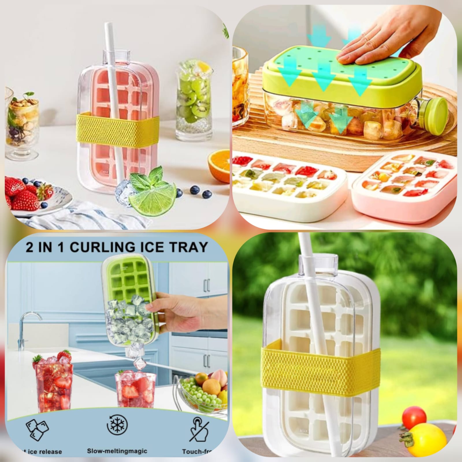 2-in-1 Portable Ice Ball Maker Kettle & Silicone Ice Cube Tray
