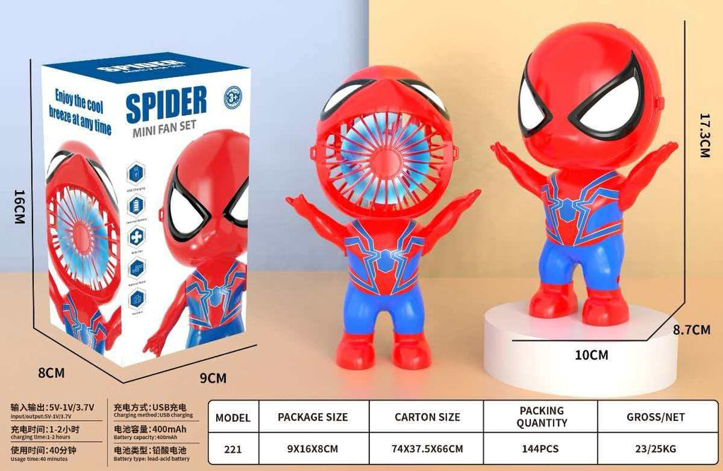 Superhero Spider-Man Edition Mini Portable Fan – Rechargeable Handheld & Desktop Cooling Fan