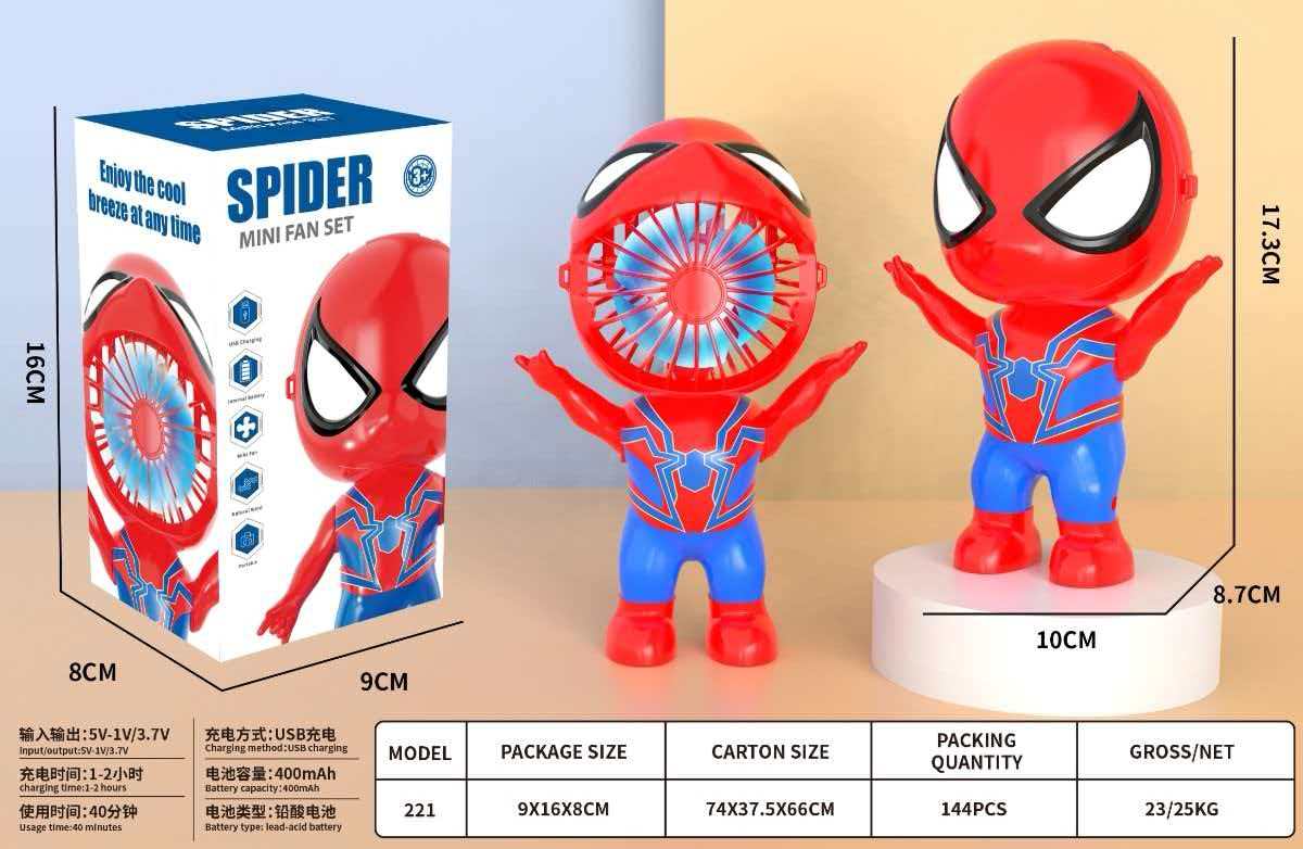 Superhero Spider-Man Edition Mini Portable Fan – Rechargeable Handheld & Desktop Cooling Fan