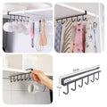 Slim Under-Cabinet 6-Hook Rack Multipurpose Hanging Organizer for Kitchen & Wardrobe