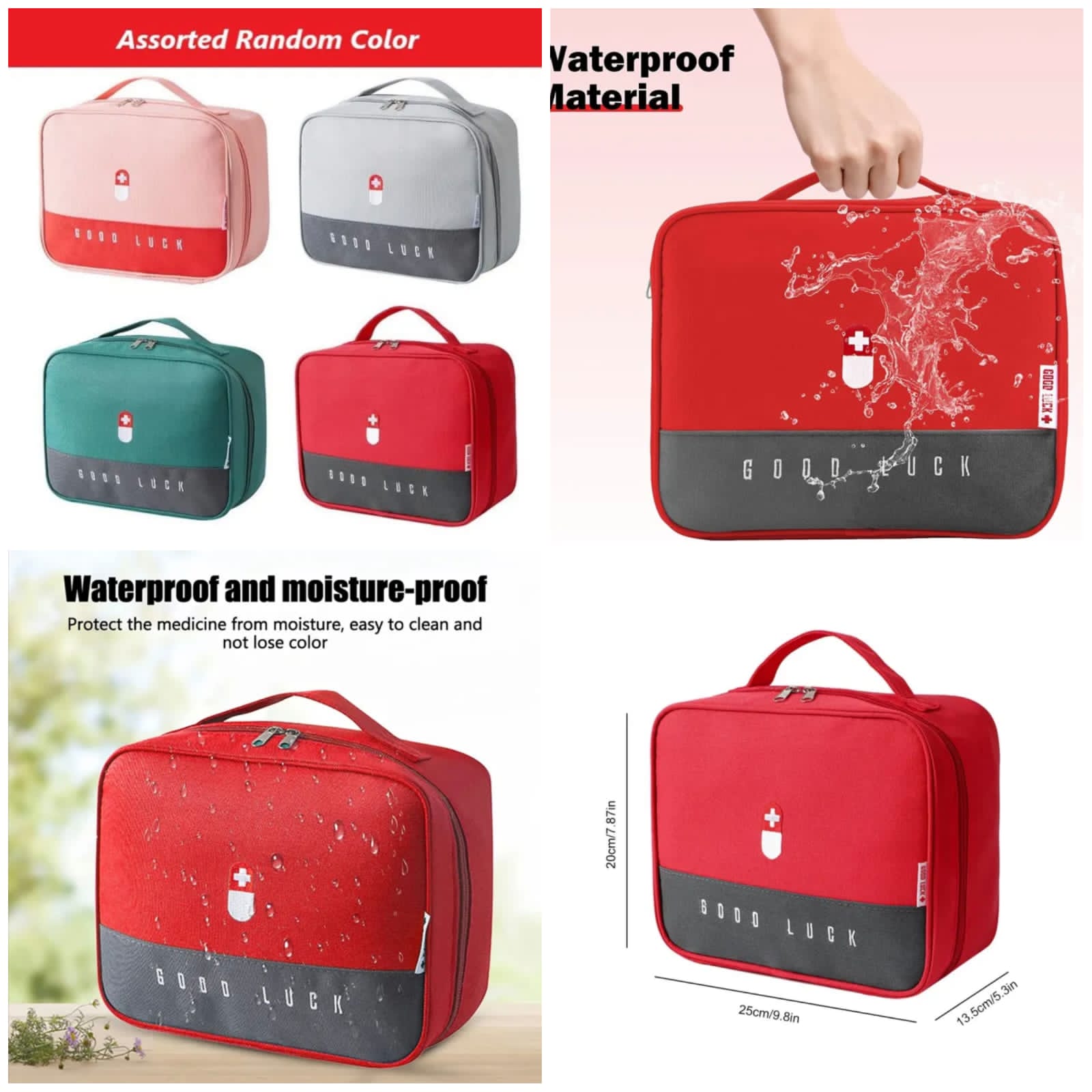 Portable Waterproof First Aid Kit Bag & Medicine Organizer