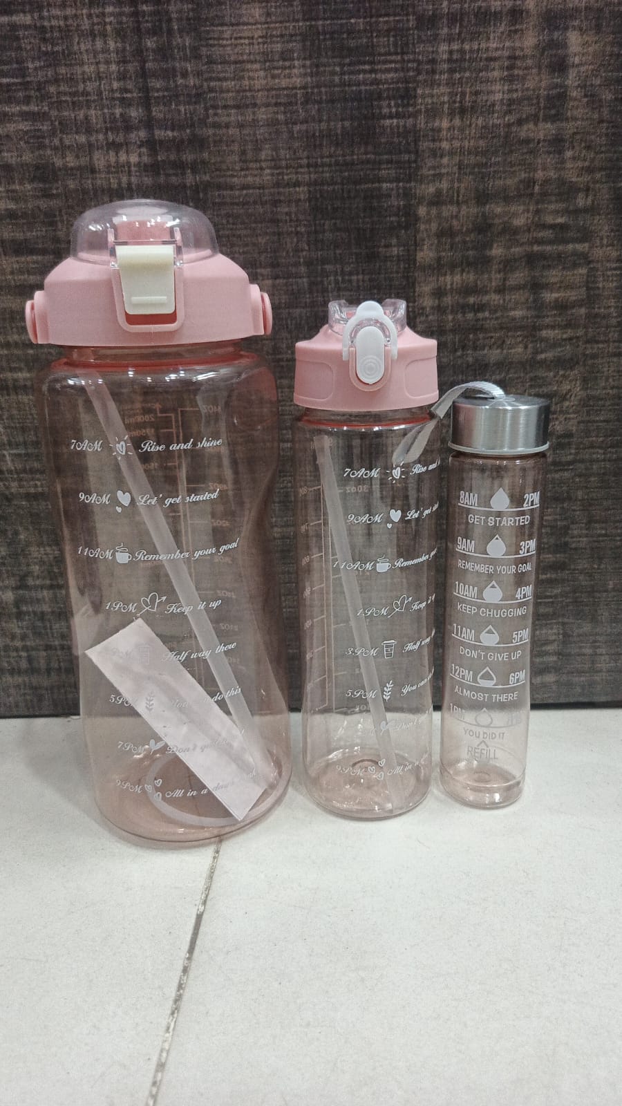 3-in-1 Motivational Water Bottle Set - 2L, 900ml & 500ml with Time Markers