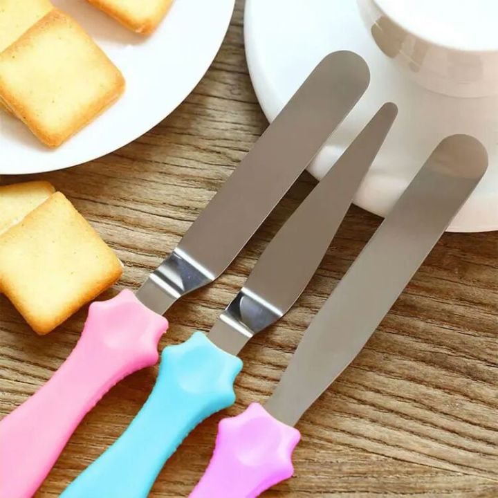 3-Piece Cake Spatula, Baking Tools, Icing Spreader, Kitchen Gadgets, Cake Decorating, Stainless Steel Tools, Pastry Accessories. Set with Ergonomic Handles