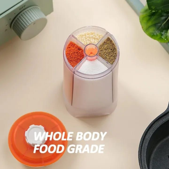 Spice Dispenser, 4-in-1 Seasoning Box, Kitchen Storage, Spice Shaker, BBQ Tools, Masala Box, Portable Spice Jar, Kitchen Gadgets. – Portable Seasoning Shaker for Kitchen & BBQ