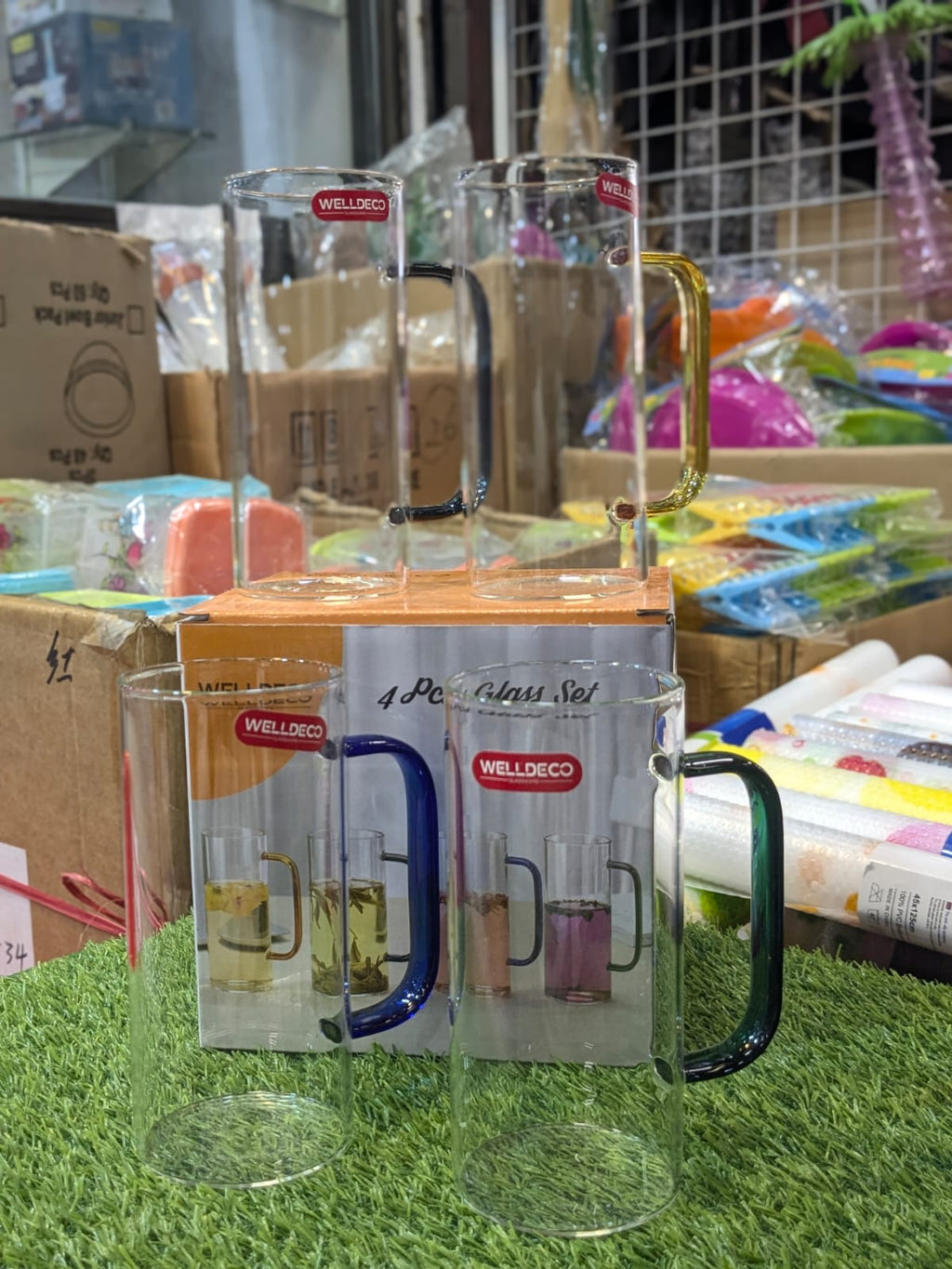 High Quality Crystal Clear Glass Mug- Pack Of 4