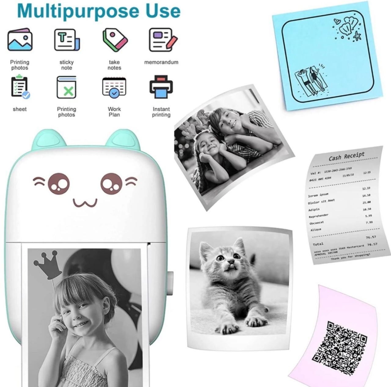 Mini Portable Thermal Printer - Wireless Bluetooth Photo & Label Printer for Study, Notes & DIY Journaling
