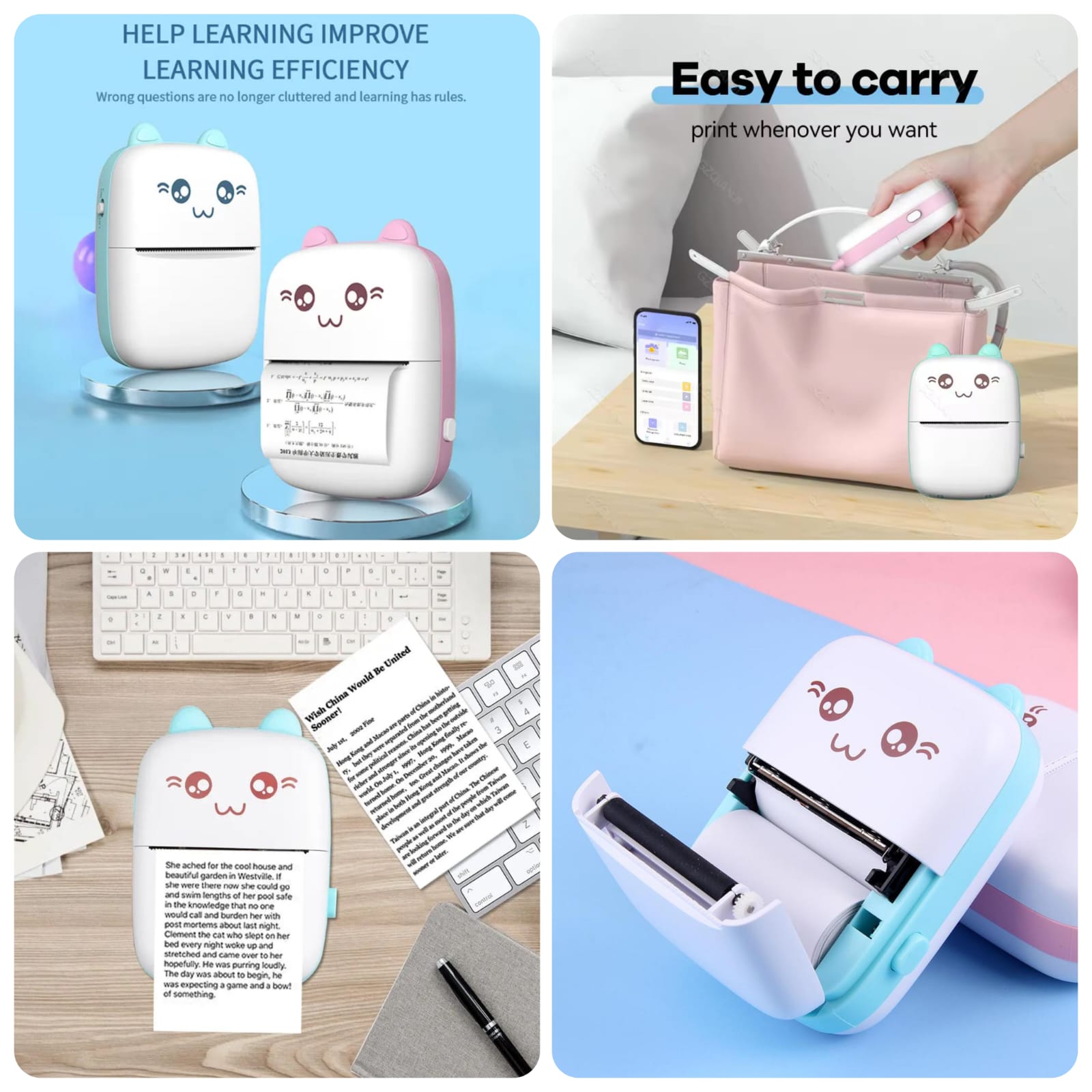 Mini Portable Thermal Printer - Wireless Bluetooth Photo & Label Printer for Study, Notes & DIY Journaling