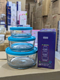 3-Piece Round Glass Bowl Set with Lids