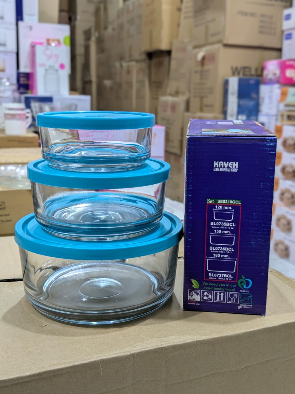 3-Piece Round Glass Bowl Set with Lids