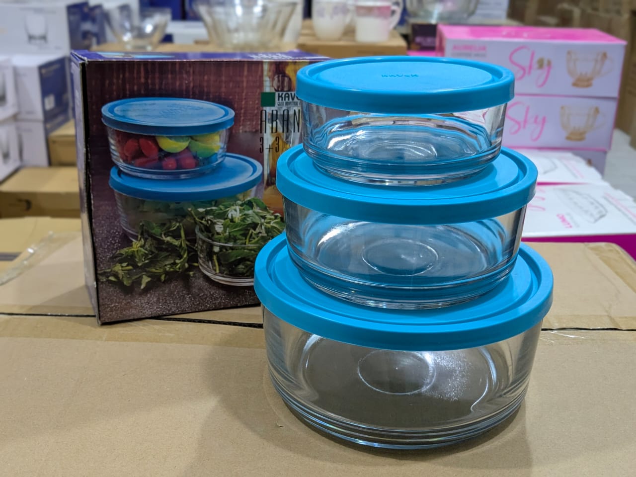 3-Piece Round Glass Bowl Set with Lids