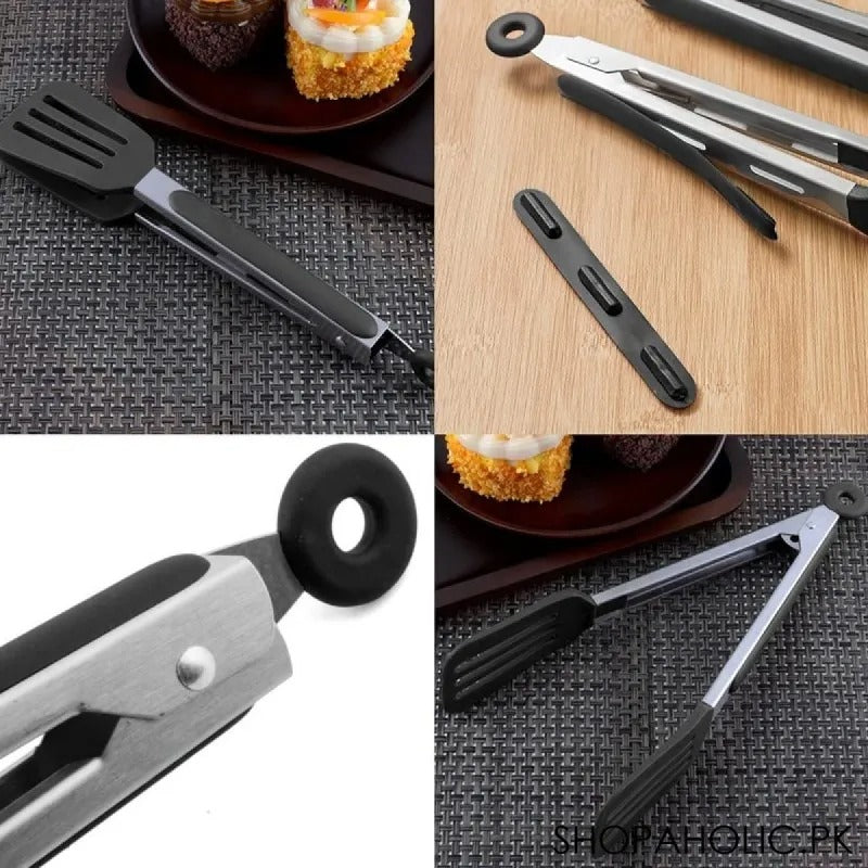 2-in-1 Stainless Steel Kitchen Tongs with Silicone Tips - Non-Stick Food Tong for Cooking, Grilling & Serving