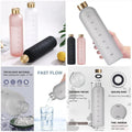 1000ml Frosted Water Bottle with Time Marker - BPA Free Leakproof Sports Bottle for Gym & Office