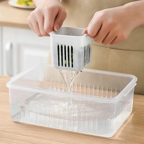 6-in-1 Vegetable Storage Box with Removable Drain Baskets