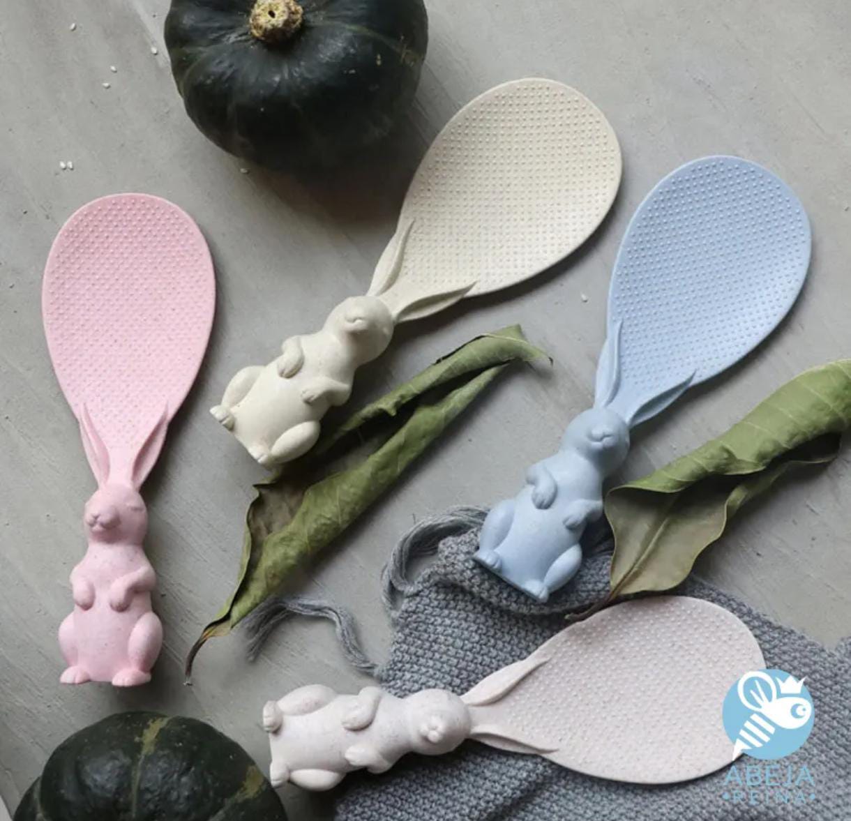 2 pcs Non-Stick Standing Rabbit Rice Spoon & Serving Ladle