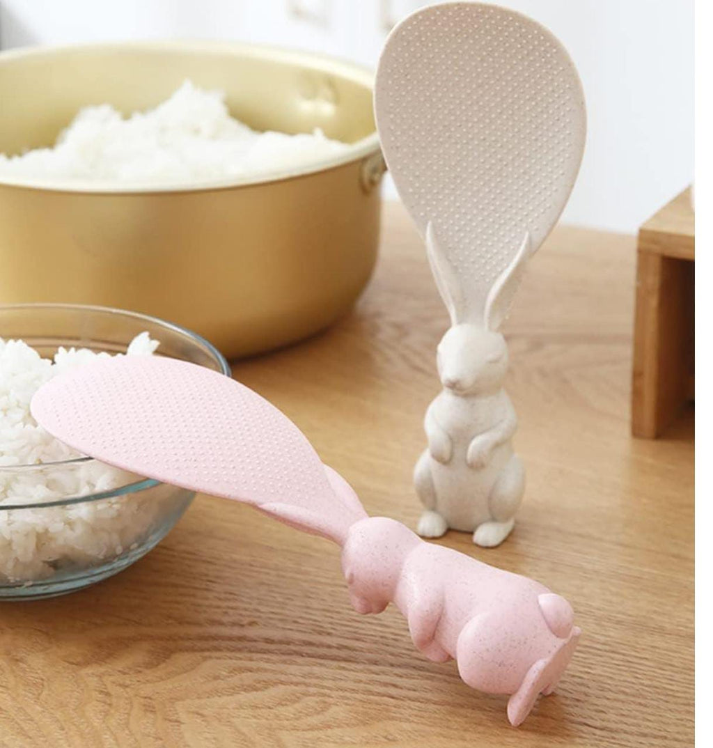 2 pcs Non-Stick Standing Rabbit Rice Spoon & Serving Ladle