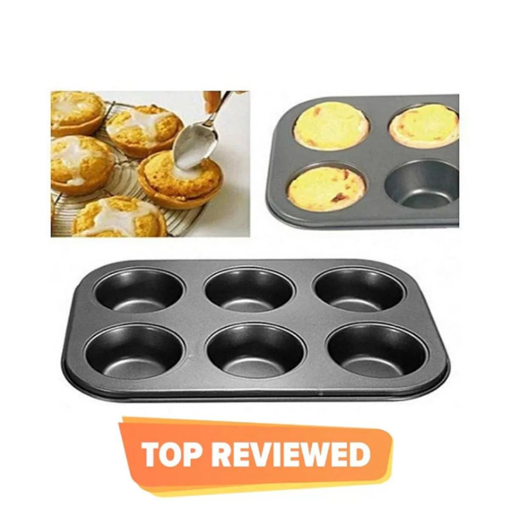 NON STICK MUFFIN CUP CAKE BAKING TRAY 6-CAVITY