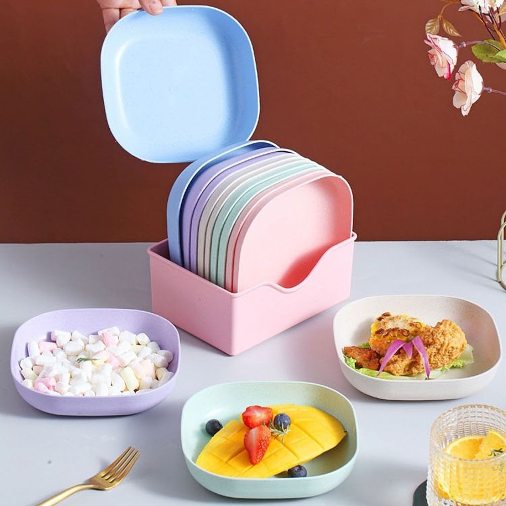 10PCS PLATE SET WITH STAND MULTI COLOR