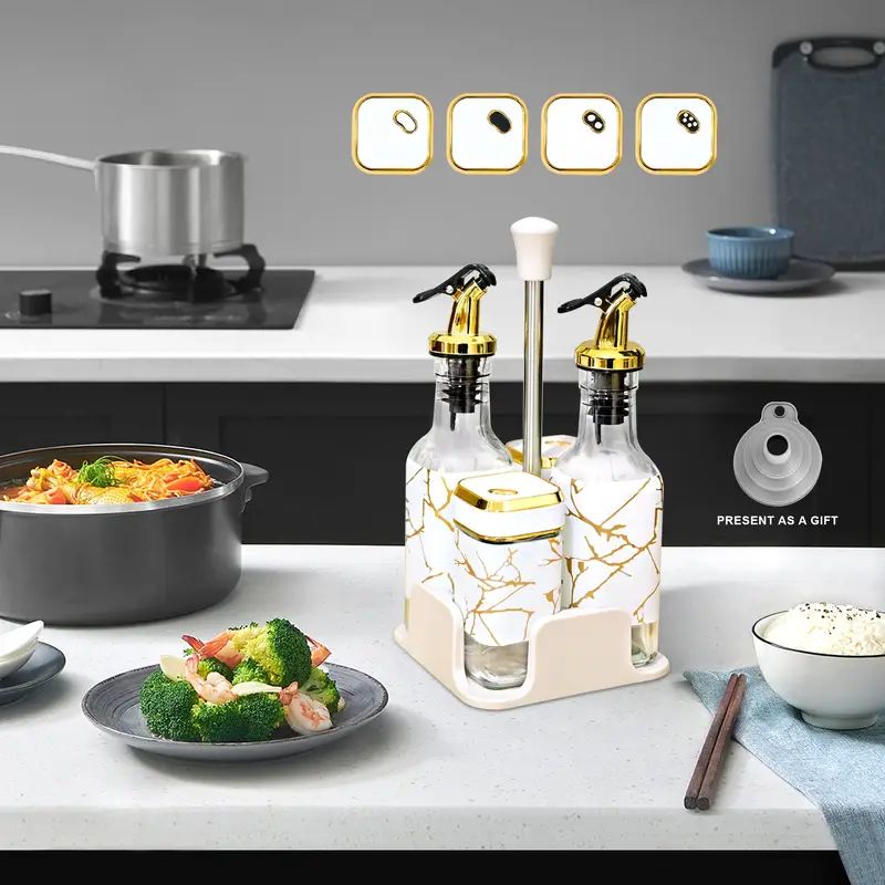 Oil Bottle & Spice Jar 4pcs Set