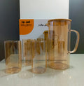 BOROSILICATE GLASS HIGH QUALITY MATERIAL  6PCS GLASS / 1PCS BAMBOO WOODEN CAP OF JUG  CAPACITY = 1800ml jug / 320ml glass