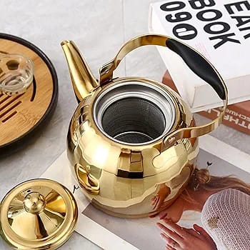 Luxury Golden Mirror-Finish Stainless Steel Tea Kettle
