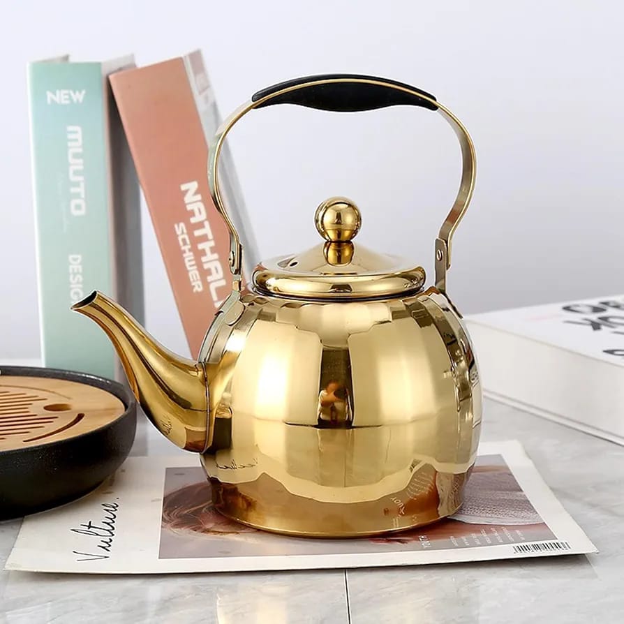 Luxury Golden Mirror-Finish Stainless Steel Tea Kettle