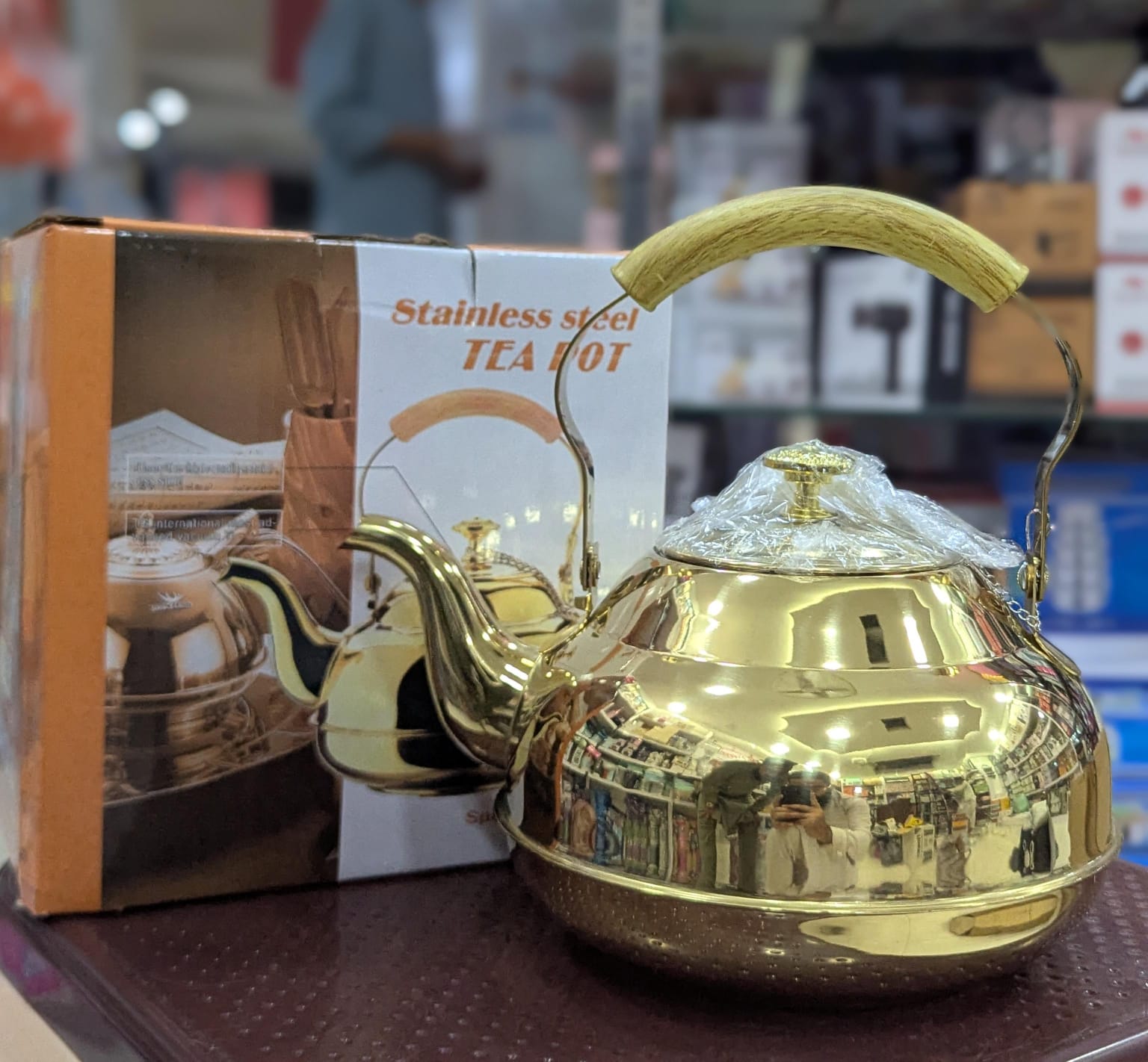 Luxury Golden Mirror-Finish Stainless Steel Tea Kettle