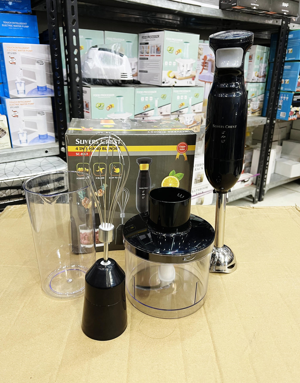 400W Silver Crest 4in1 Hand Blender 304 Stainless Steel 600ml Cup 500ml Food & Meat Grinder