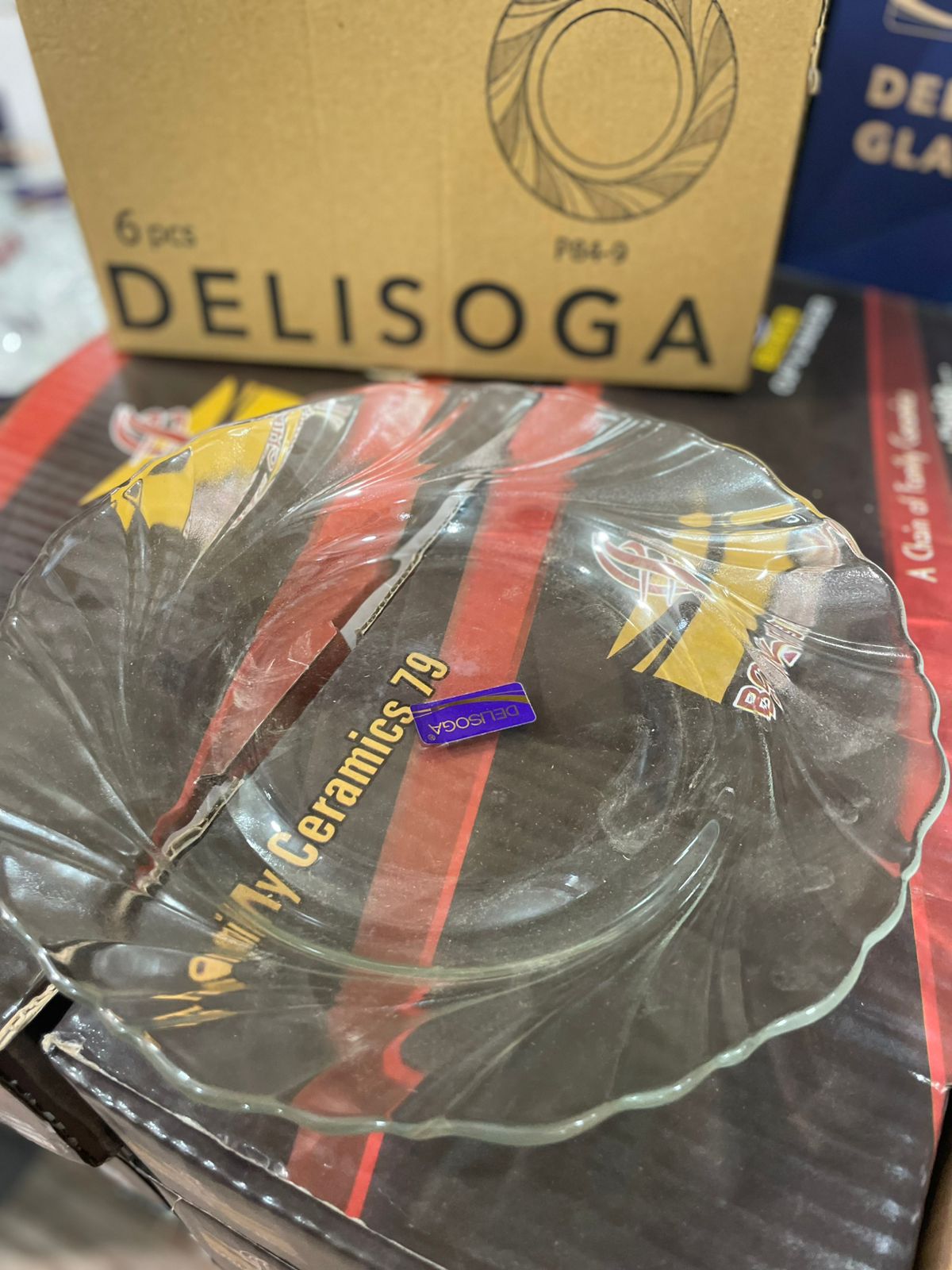 Deli Glassware Premium Clear Glass Plates Set - 6 Pieces