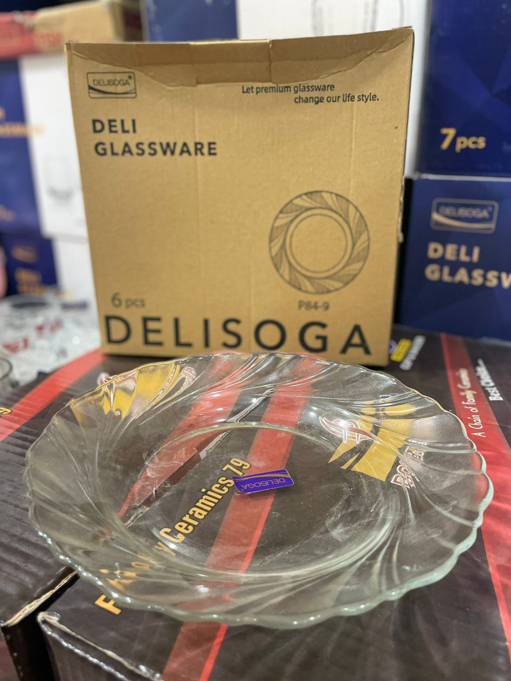 Deli Glassware Premium Clear Glass Plates Set - 6 Pieces