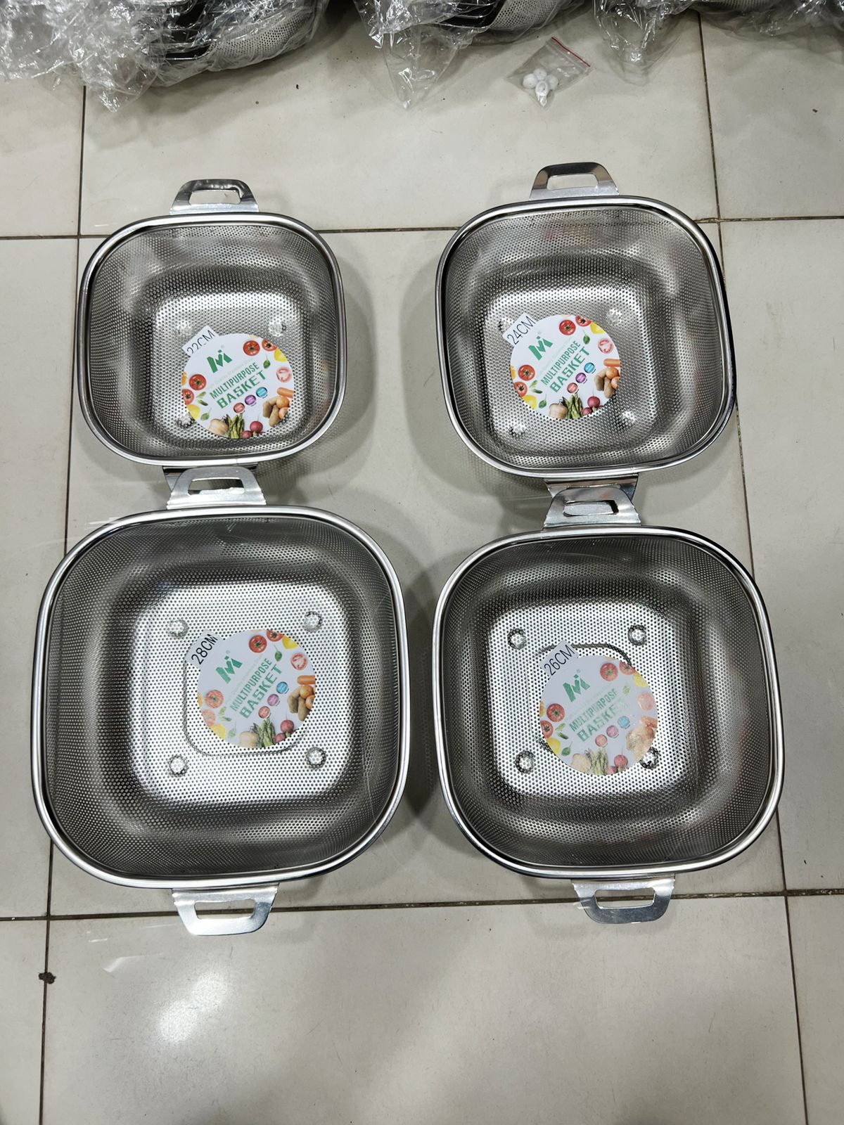4-Piece Stainless Steel Multipurpose Square Basket Set