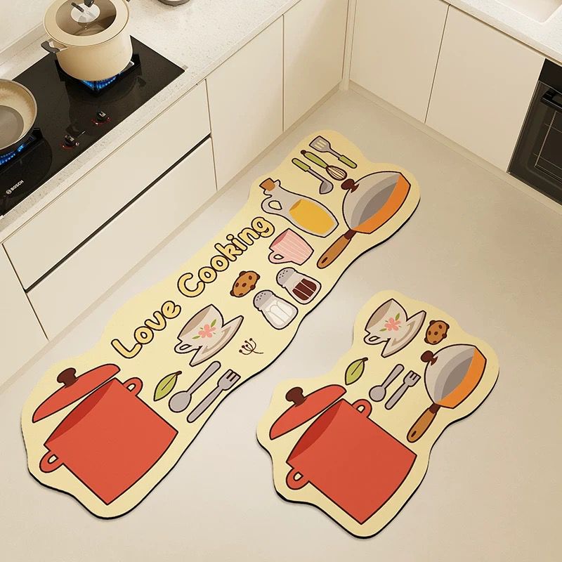 Creative Anti Slip Water Absorbent Floor Mat for Kitchen