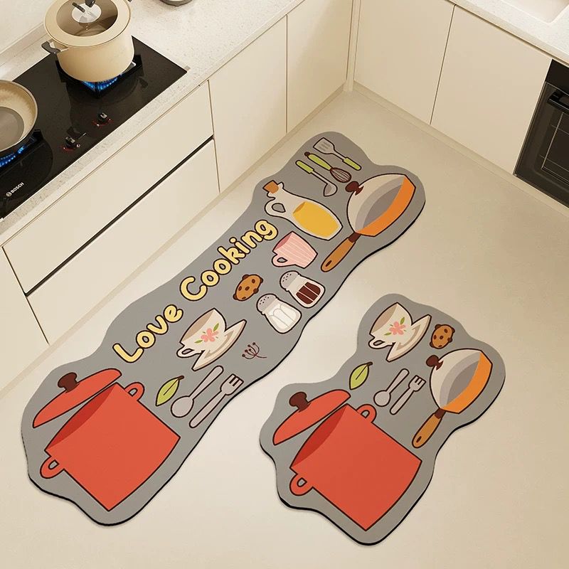 Creative Anti Slip Water Absorbent Floor Mat for Kitchen